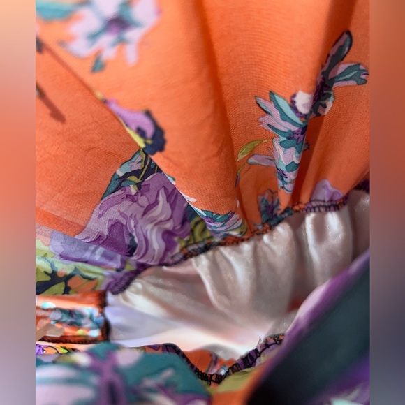 Julia B Orange, blue & purple floral long dress size S - Picture 10 of 11